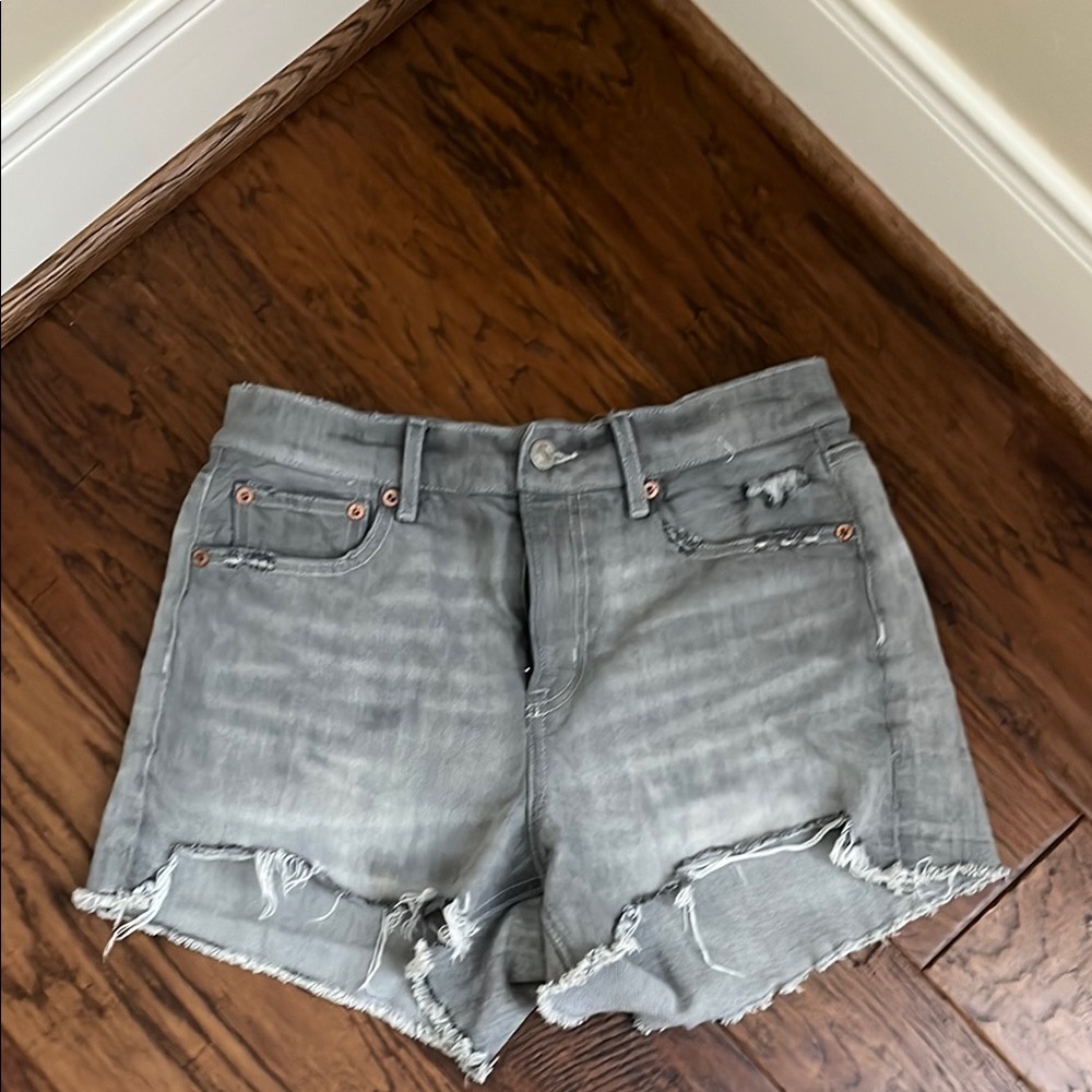 American EagleGray Distressed Denim Shorts